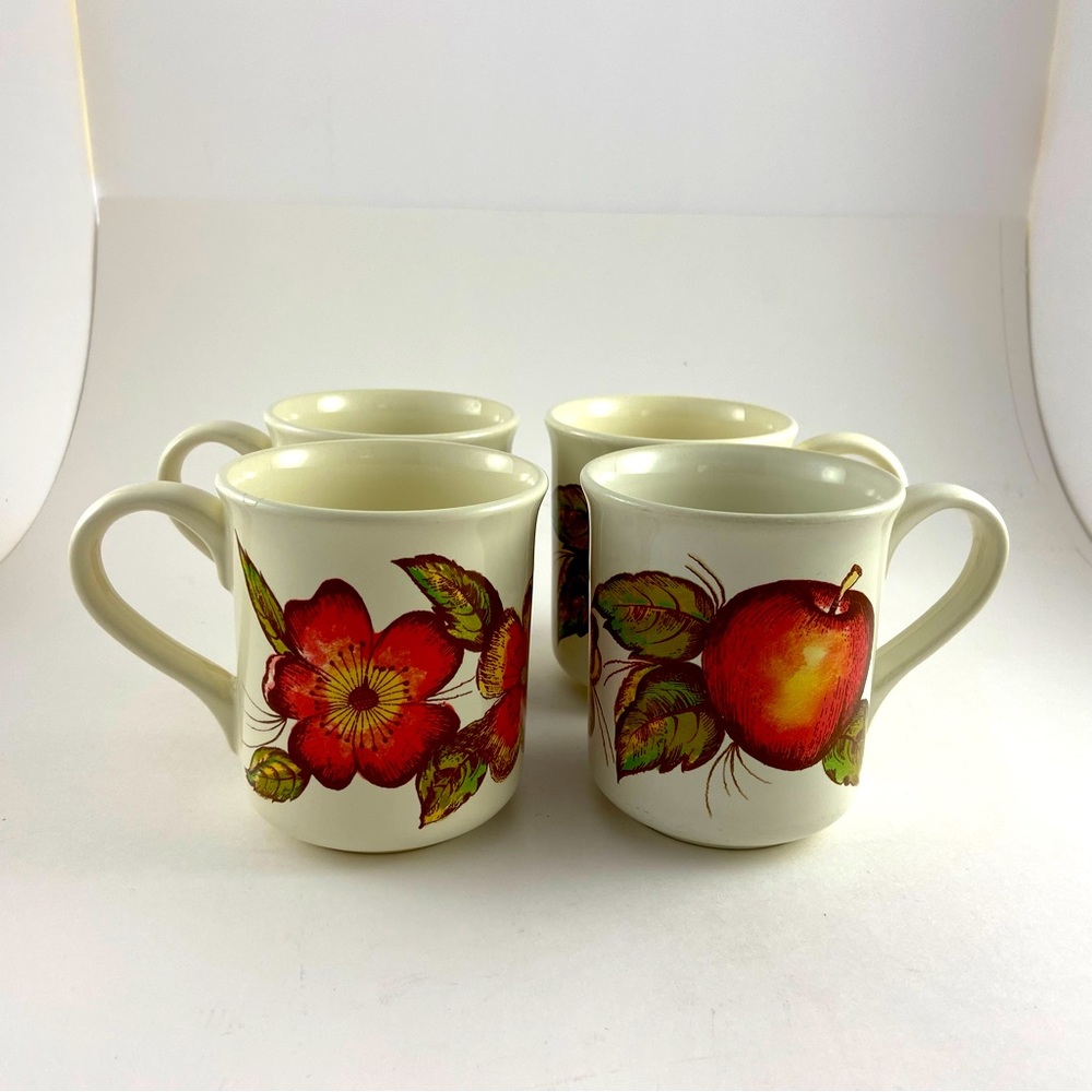Pier 1 New Harvest Coffee Cup Mug Made in Italy Apple Floral Made in Italy